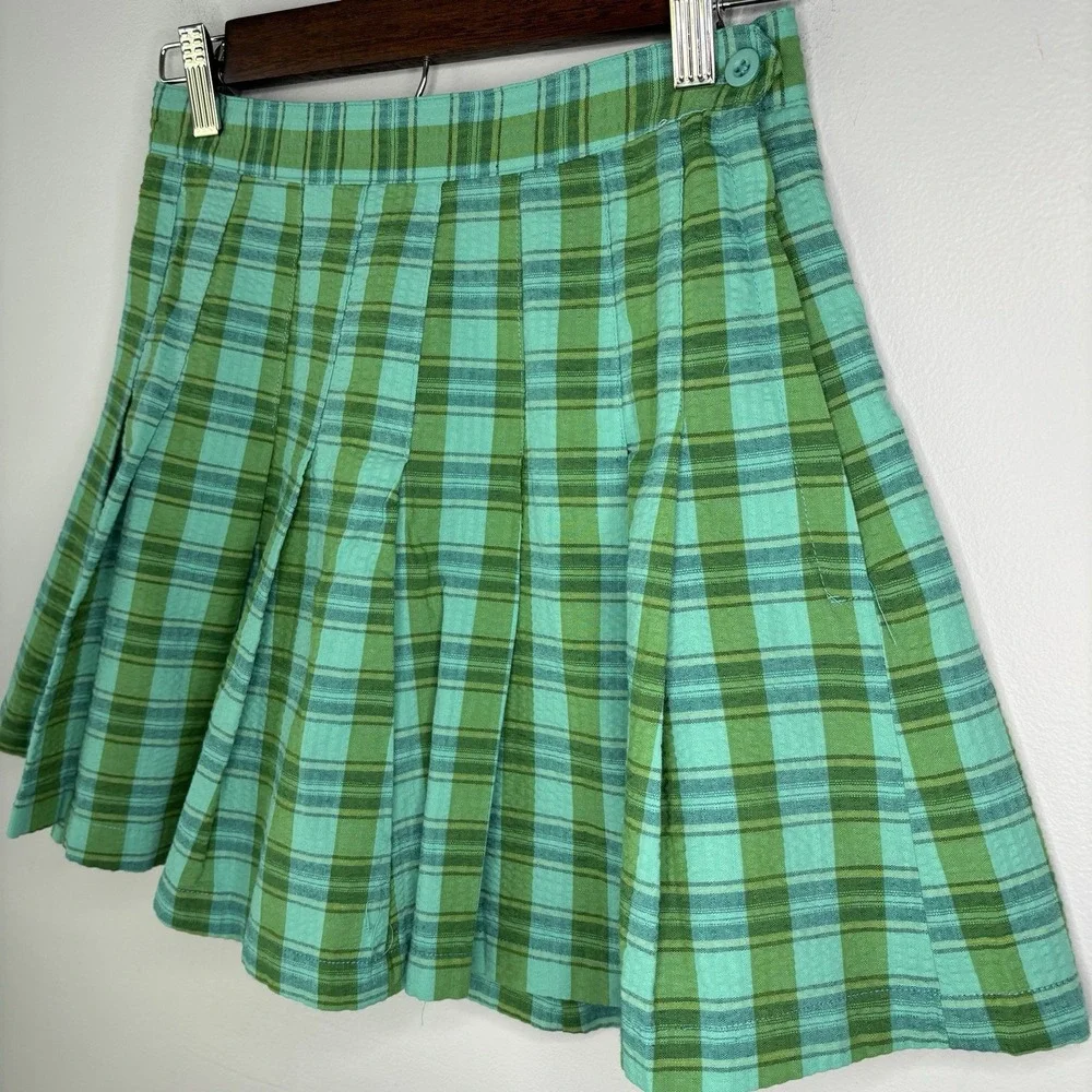 Urban Outfitters Skirt Green Plaid Small School Girl Mini Pleated Grunge Y2K 90s